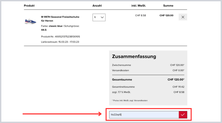new balance gutschein