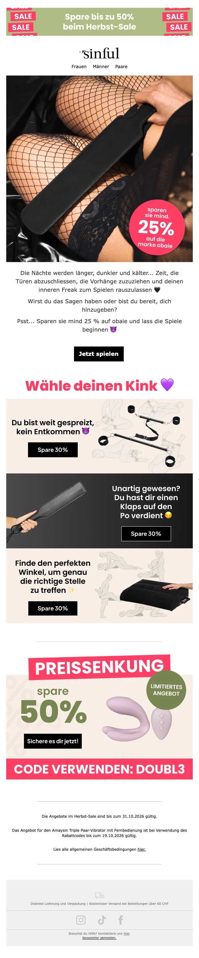 Nachweis des Gutscheins - Sinful - Gutschein: 30 % Rabatt auf ausgewählte Artikel als limitiertes Angebot