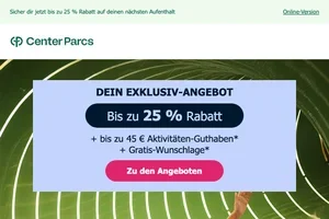 Jetzt wird’s gemütlich: Winterurlaub bei Center Parcs mit bis zu 25 % ❄️