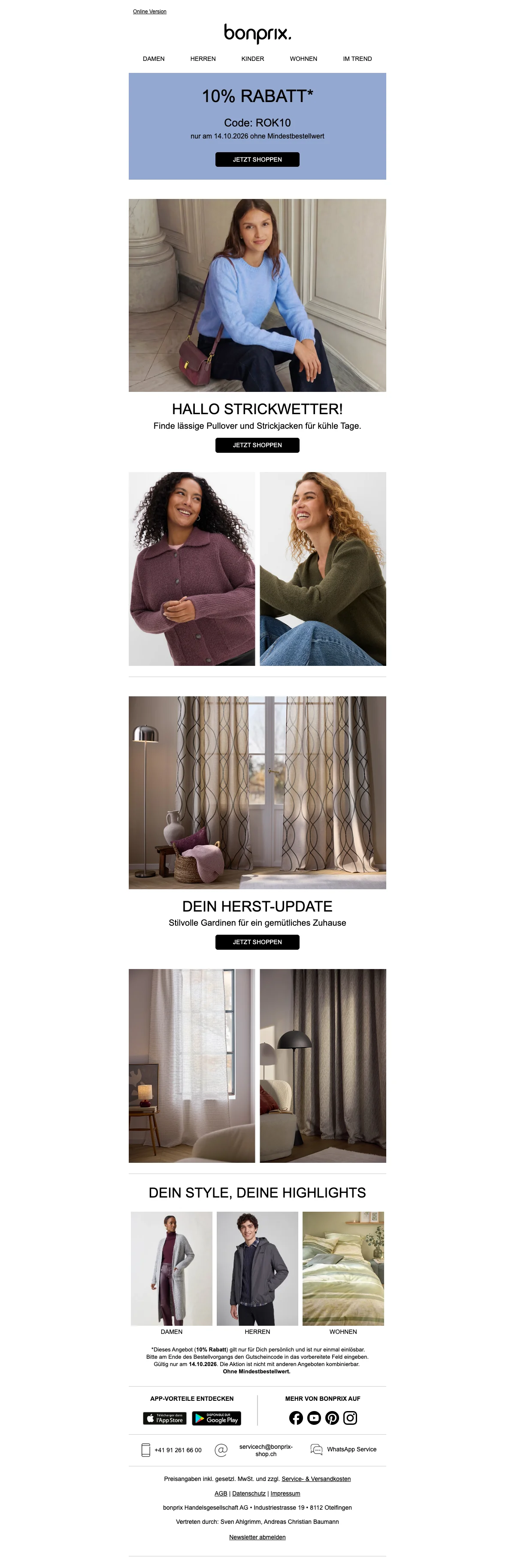 Nachweis des Gutscheins - Bonprix - Gutschein: [[10 % rabatt]] auf deine nächste onlinebestellung