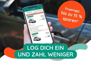 Eingeloggt zahlst du weniger – bis zu 15 % Vorteil