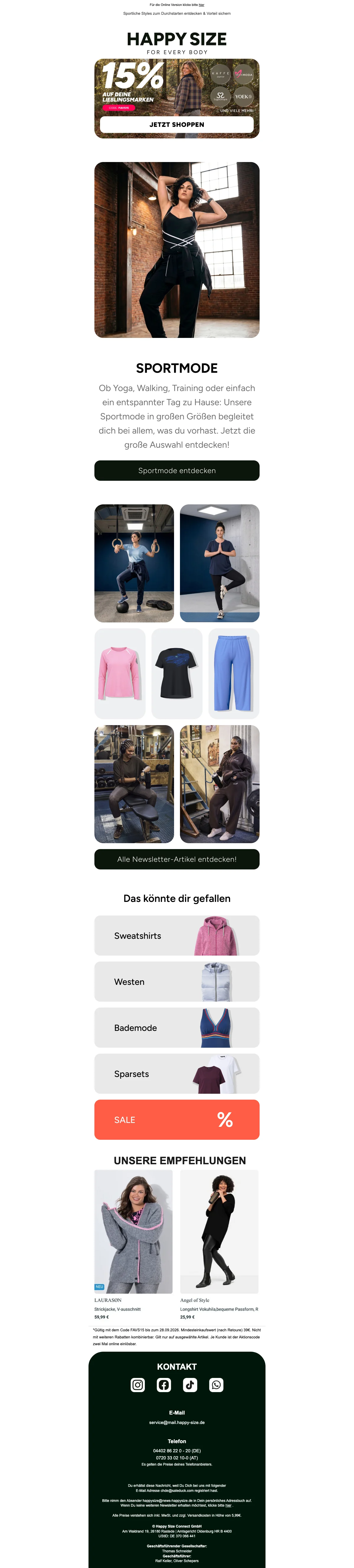 Nachweis des Gutscheins - Happy Size - Gutschein: [[15 % Rabatt]] auf deine lieblingsmarken, online shoppen