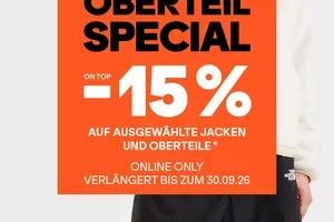 15% Rabatt auf Jacken & Oberteile