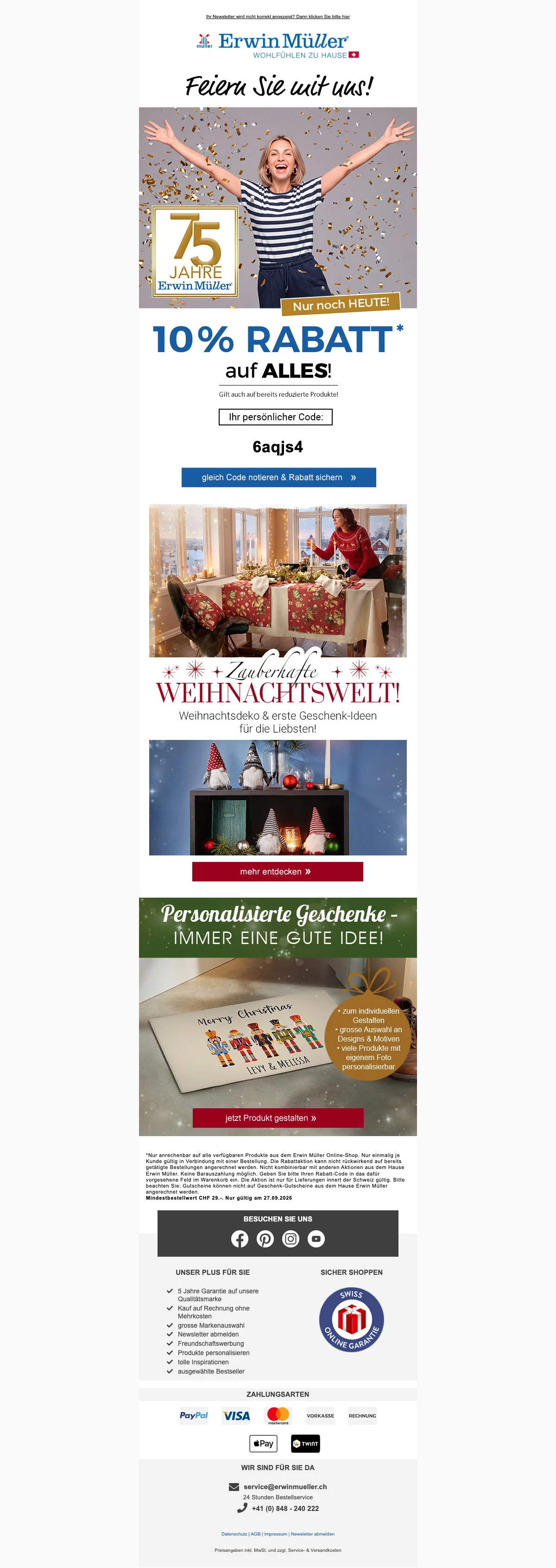 Nachweis des Gutscheins - Erwin Müller - Gutschein: [[10% rabatt]] auf alles, auch reduzierte artikel, jetzt sichern