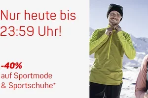 Exklusiv vorab im Newsletter: Nur heute bis 23:59 Uhr -40% auf Sportmode & Schuhe sichern*!