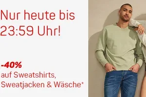 Nur heute bis 23:59 Uhr: -40% auf Sweatshirts, Sweatjacken & Wäsche*!