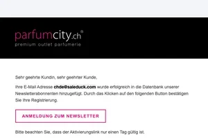 parfumcity.ch - Newsletter Anmeldung