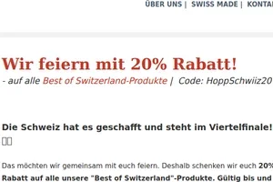 Hopp Schwiiz! 20% Rabatt für Sie
