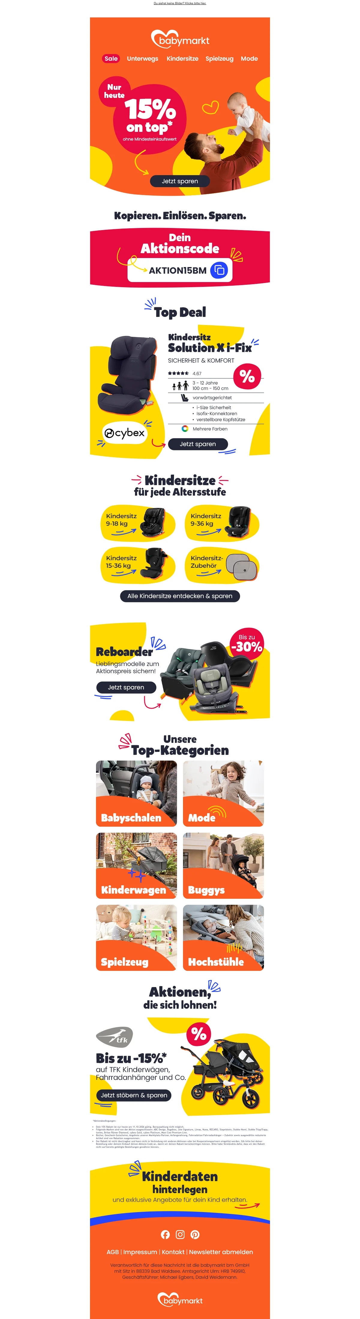 Nachweis des Gutscheins - babymarkt - 15 % Rabatt auf Kindersitze, Spielzeug und Mode ohne Mindestbestellwert
