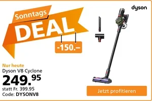 Nur heute: Fr. 150.– Rabatt auf Dyson Staubsauger