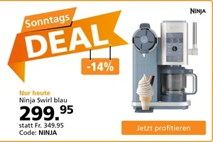 Nur heute: Fr. 50.–  Rabatt auf Ninja Glacémaschine 🍦