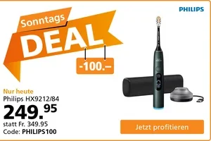 Nur heute: Fr. 100.– Rabatt auf Philips Schallzahnbürste 😁