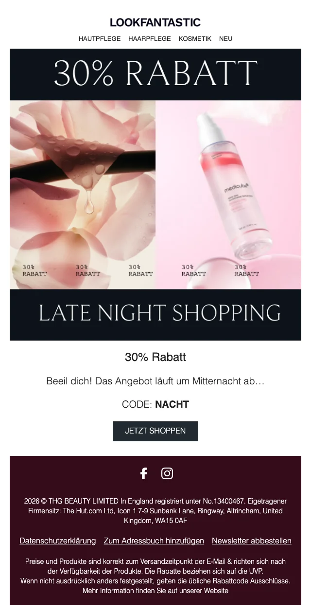 Nachweis des Gutscheins - Lookfantastic - Gutschein: 30 % Rabatt auf Hautpflege, Haarpflege und Kosmetik