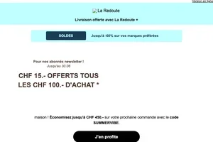 🎁 15 CHF offerts dès 100 CHF d'achat