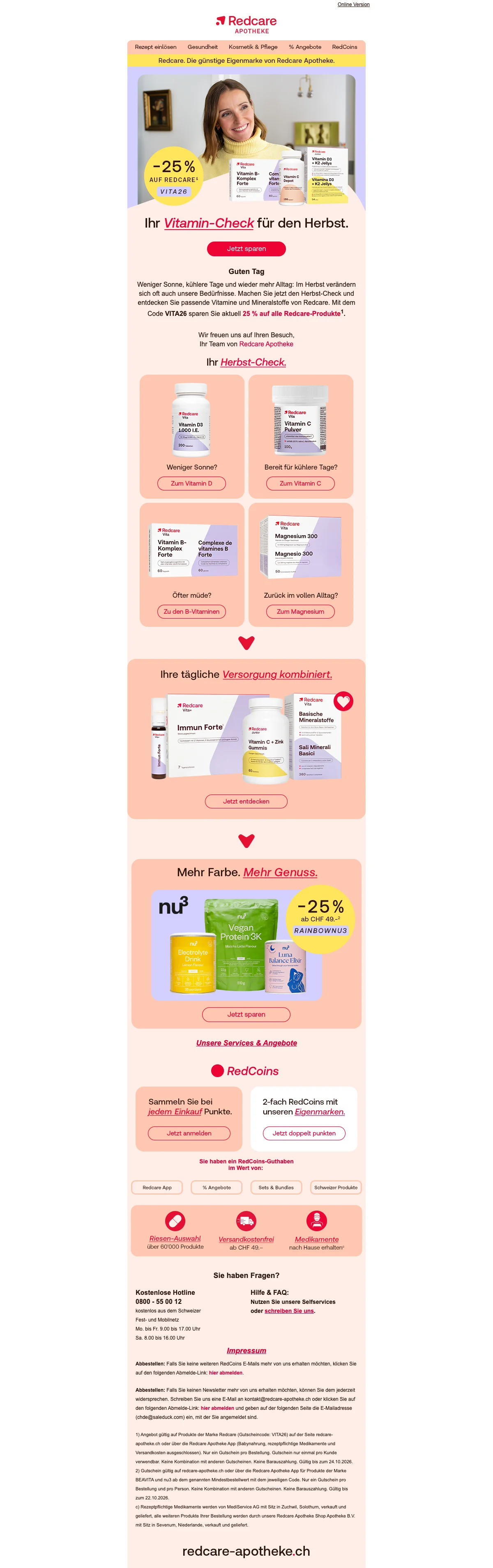 Nachweis des Gutscheins - Redcare Apotheke - Herbst Check: 25 % Rabatt auf alle Eigenmarkenprodukte