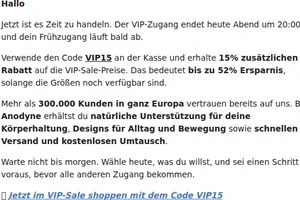 Der VIP-Sale endet heute um 20:00 Uhr! ⏰