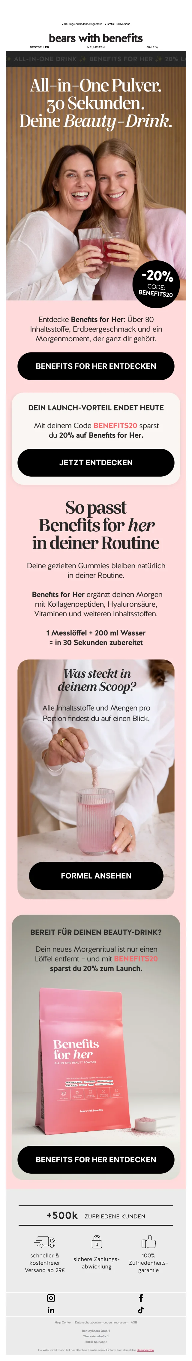 Nachweis des Gutscheins - Bears with Benefits - Gutschein: 20 % Launch Rabatt auf All in One Pulver