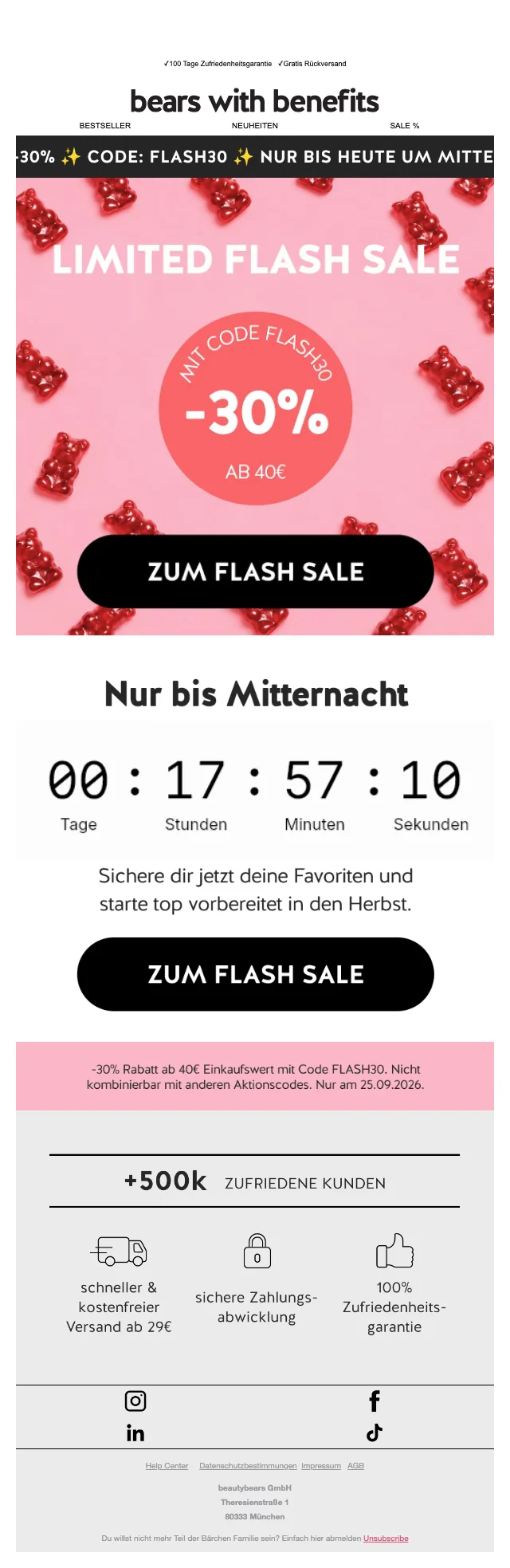 Nachweis des Gutscheins - Bears with Benefits - 30 % Rabatt auf ausgewählte Artikel ab einem Mindestbestellwert