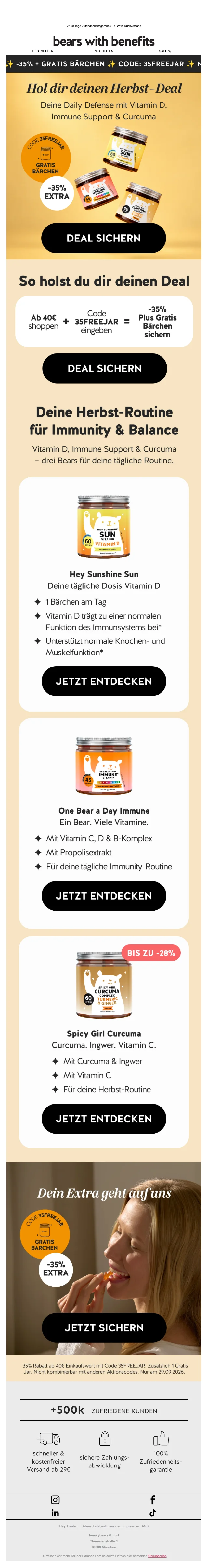 Nachweis des Gutscheins - Bears with Benefits - Ausgewählte Produkte mit 35 % Rabatt plus gratis Bärchen