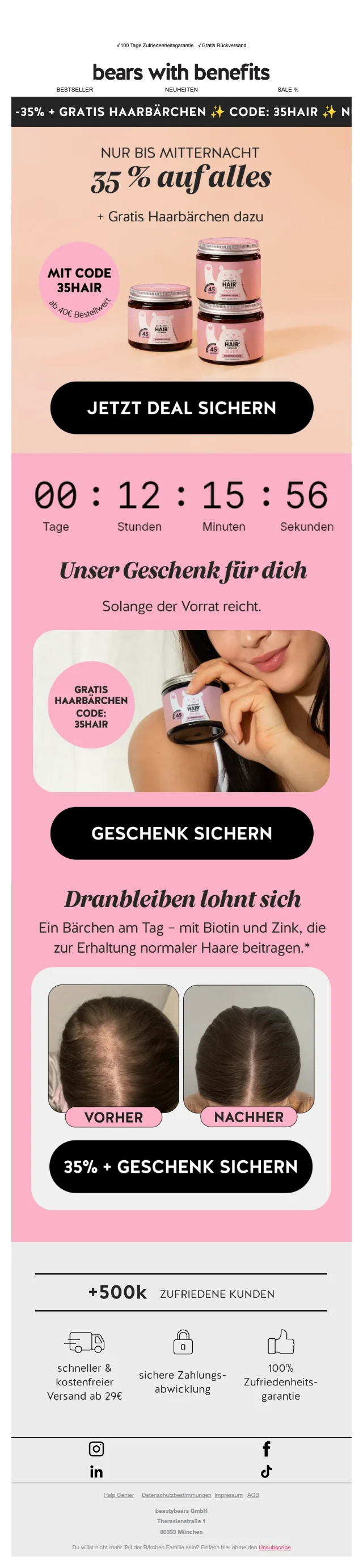 Nachweis des Gutscheins - Bears with Benefits - Gutschein: 35 % Rabatt auf alles plus gratis Haarbärchen