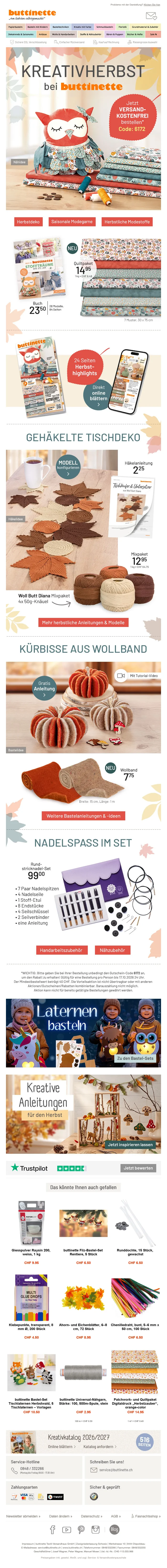 Nachweis des Gutscheins - Buttinette - Versandkostenfrei im Kreativherbst