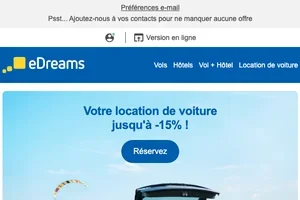 📢 Jusqu'à -15 % sur votre location de voiture