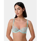 Lilly Floral Embroidered Bra Blue