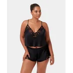 Leonora Luxury Satin Cami and Short Set Black