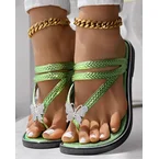 Butterfly Pattern Rhinestone Toe Post Flip Flops