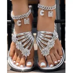 Floral Pattern Flip Flops Comfortable Casual Summer Beach Slippers