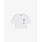 T-shirt crop in jersey di cotone stampata