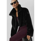 Faux Fur Cropped Amore Jacket - Black