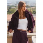 Faux Fur Cropped Amore Jacket - Rich Bordeaux