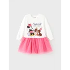 Disney Mickey and Friends Toddler Girl Minnie Mouse Mesh Splice Sweatshirt Dress White