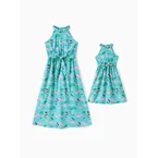 Disney Mickey and Friends Mommy and Me Minnie Mouse Halter Design Dress Mint Green