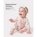 Bamboo Baby Boy/Girl Animal Printed 2-Way Zipper Anti Slip Long-sleeve Footie with/without Hairband Apricot