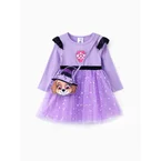 Paw Patrol Toddler Girl 2pcs Skye Halloween Long-sleeve Tulle Dress And Bag Or Hat Set Purple