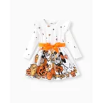 Disney Mickey and Friends Halloween Toddler Girl mickey Ruffle Dress White