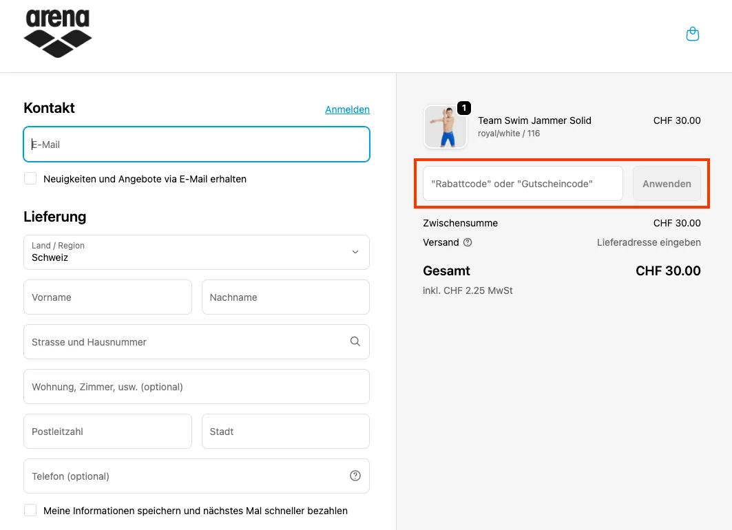 Wie verwendet man den Gutscheincode? - arena