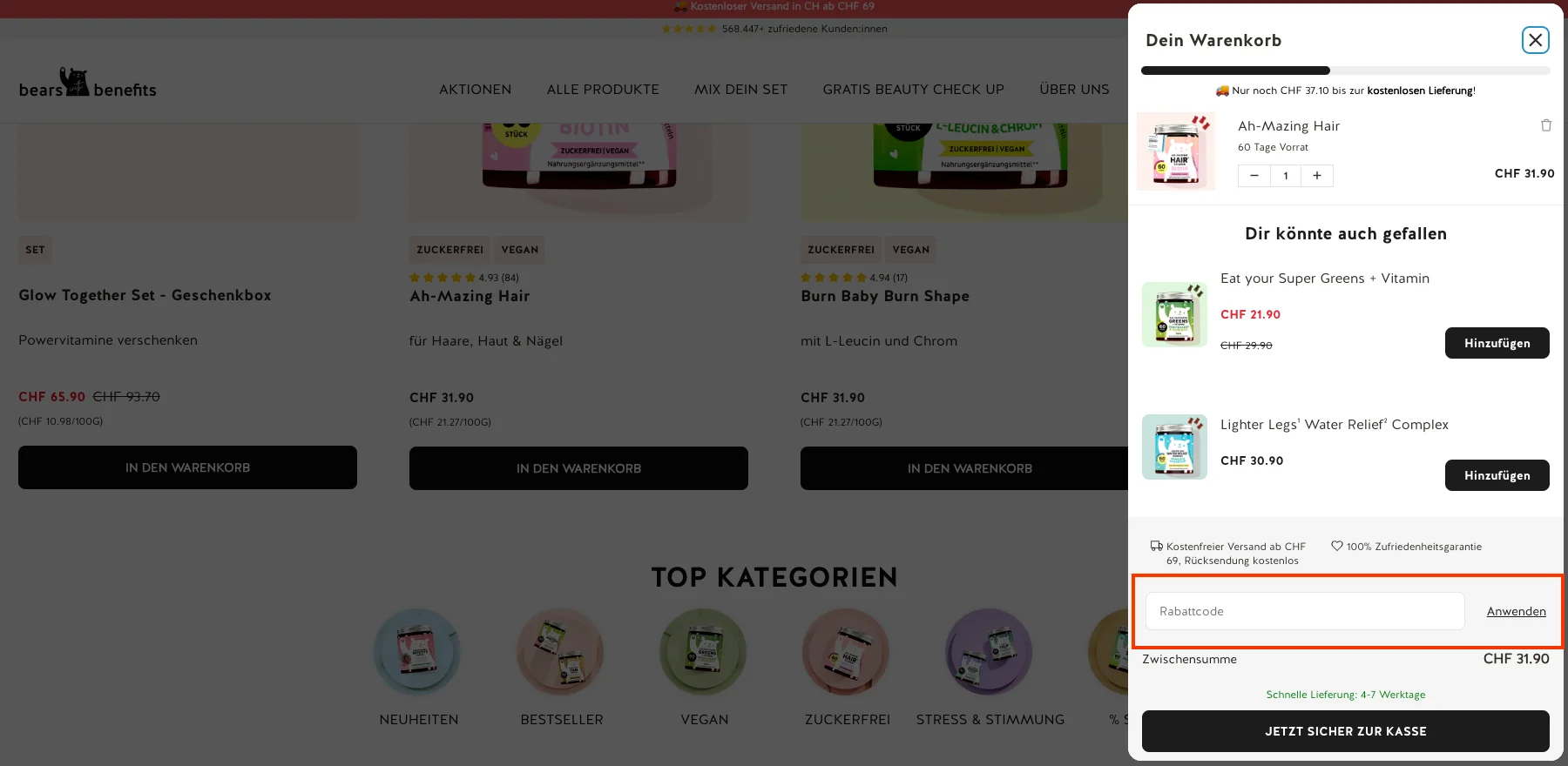 Wie verwendet man den Gutscheincode? - Bears with Benefits