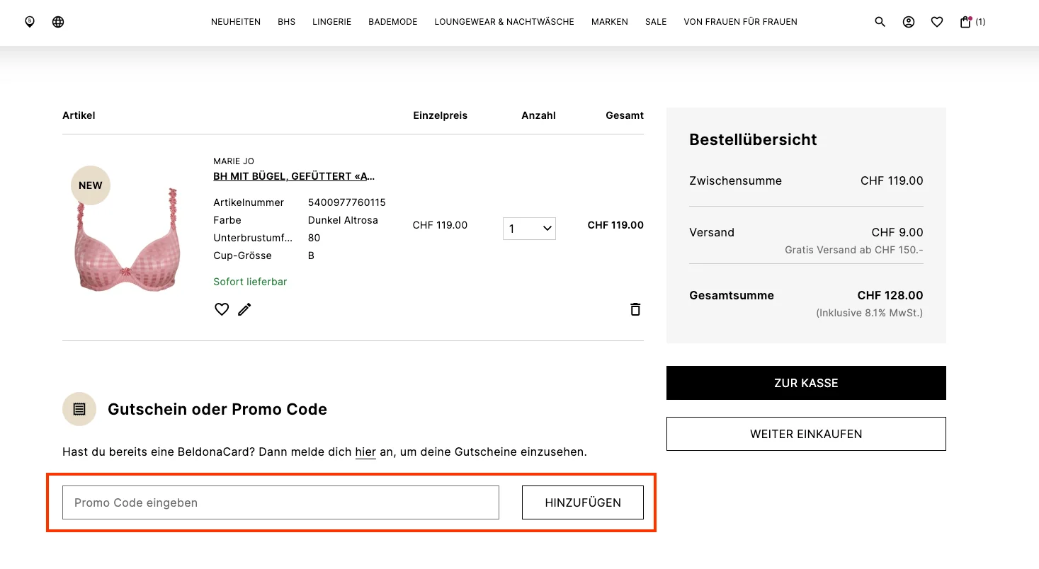 Wie verwendet man den Gutscheincode? - Beldona