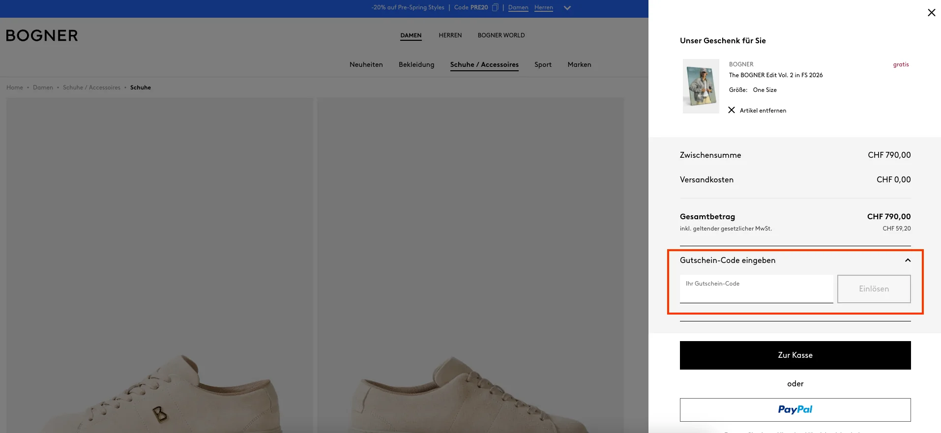 Wie verwendet man den Gutscheincode? - Bogner