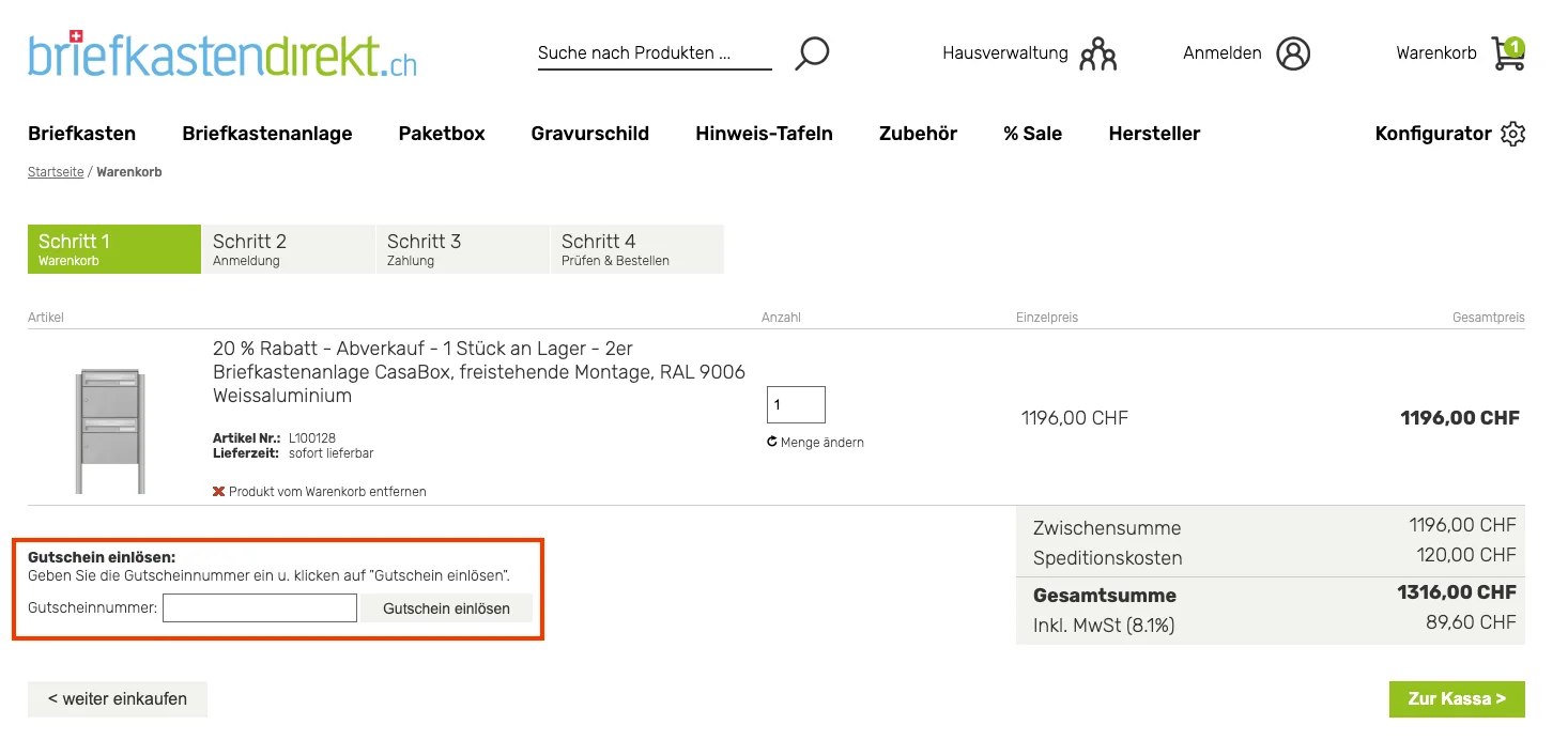 Wie verwendet man den Gutscheincode? - briefkastendirekt