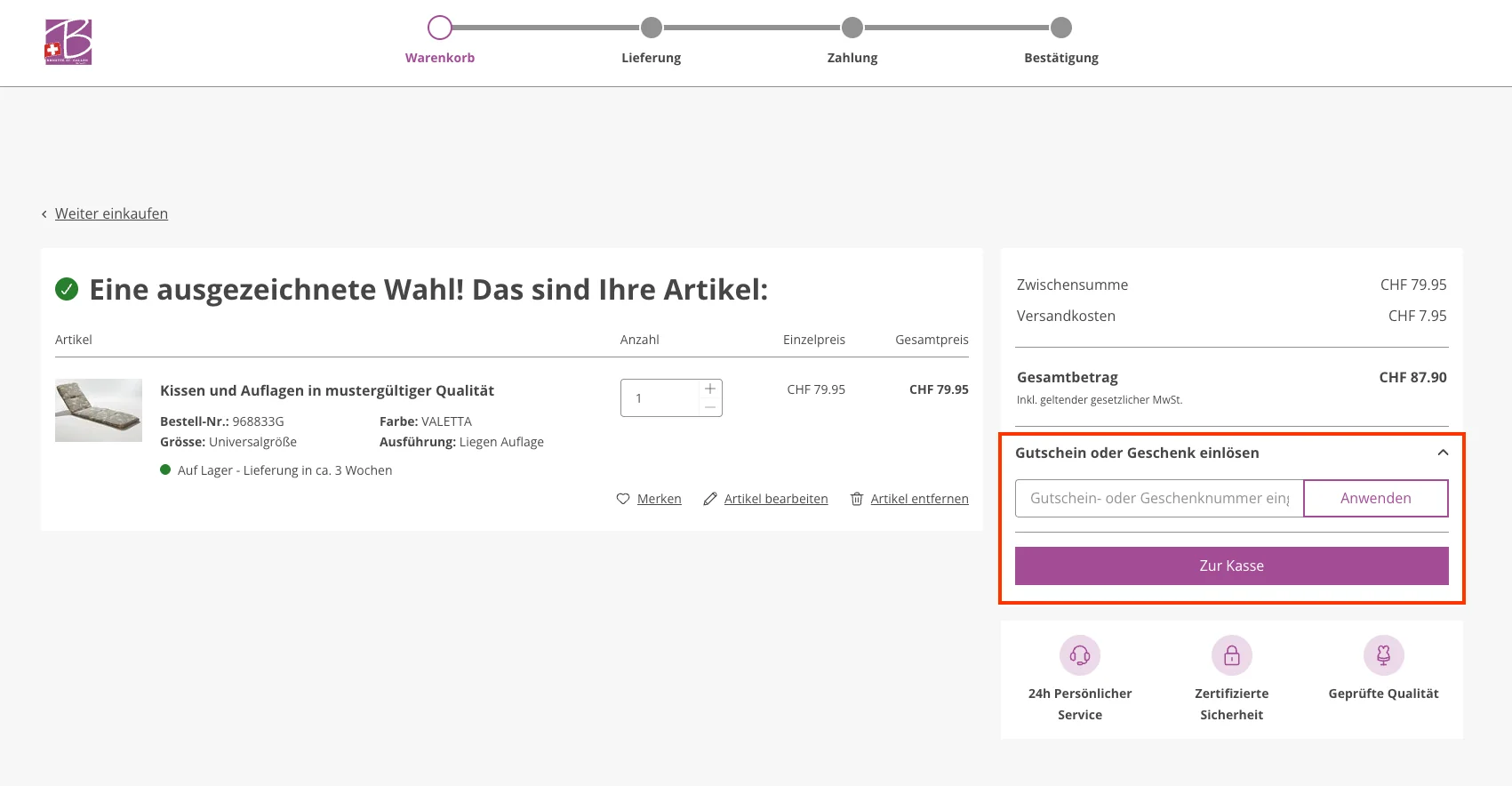 Wie verwendet man den Gutscheincode? - Brigitte St. Gallen
