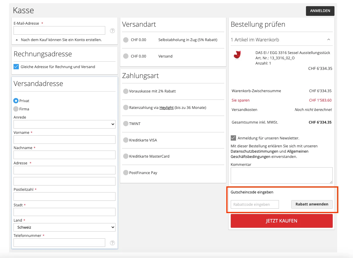 Wie verwendet man den Gutscheincode? - Bruno Wickart