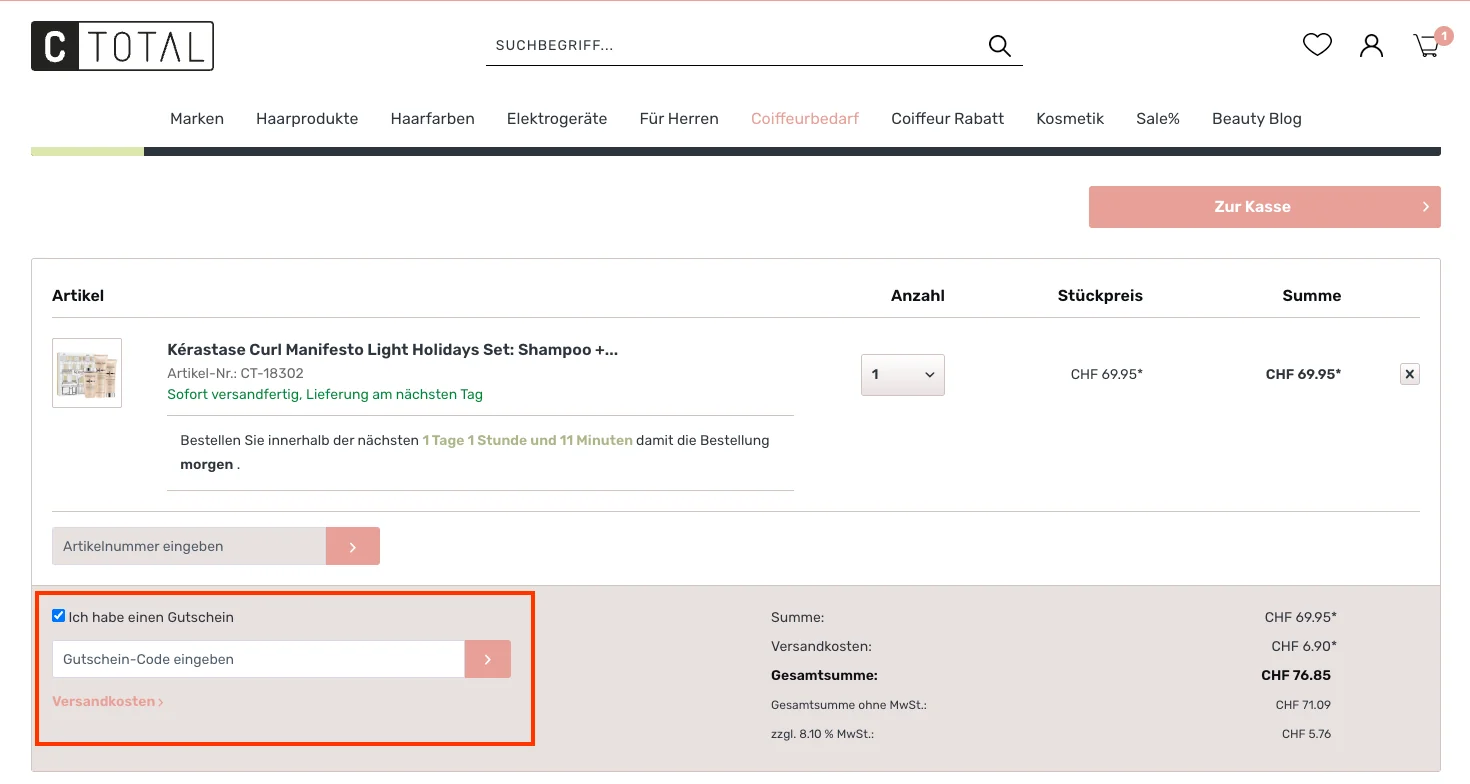 Wie verwendet man den Gutscheincode? - C TOTAL
