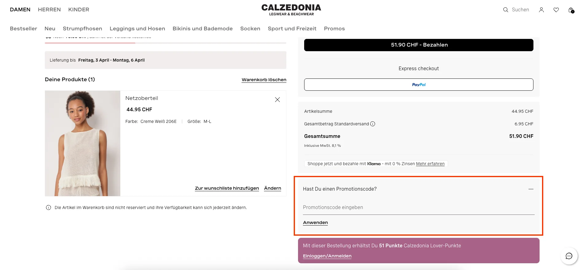 Wie verwendet man den Gutscheincode? - Calzedonia