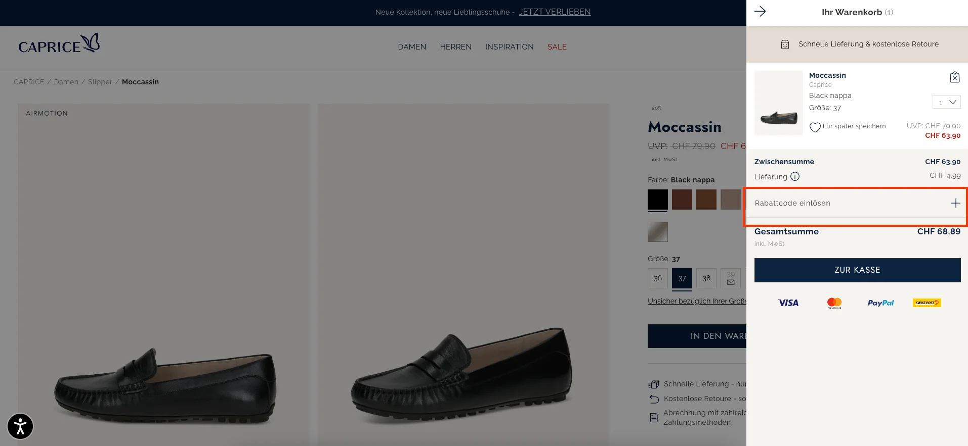 Wie verwendet man den Gutscheincode? - Caprice