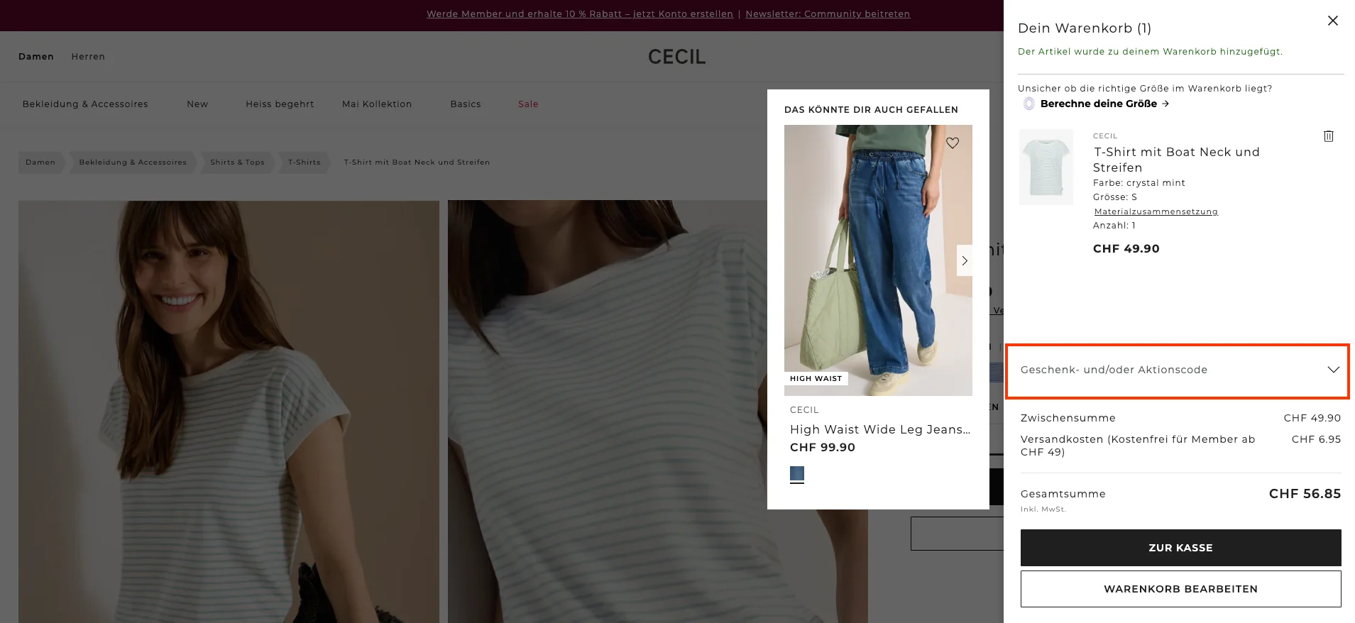 Wie verwendet man den Gutscheincode? - Cecil