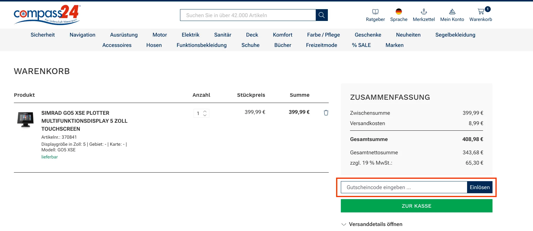 Wie verwendet man den Gutscheincode? - compass24